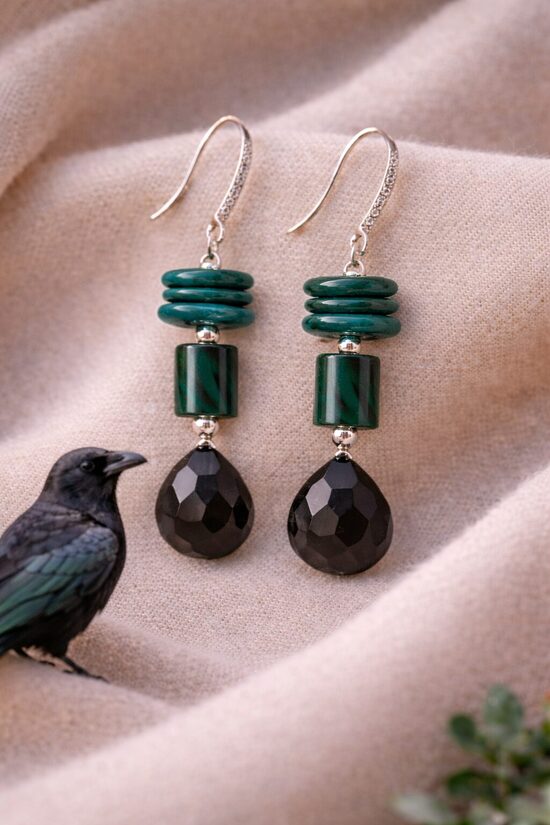 Dabīgo pērļu auskari "Melno spārnu zvērests"